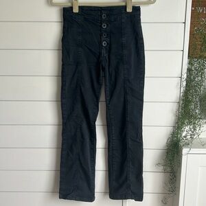 Free People black button front ankle pants